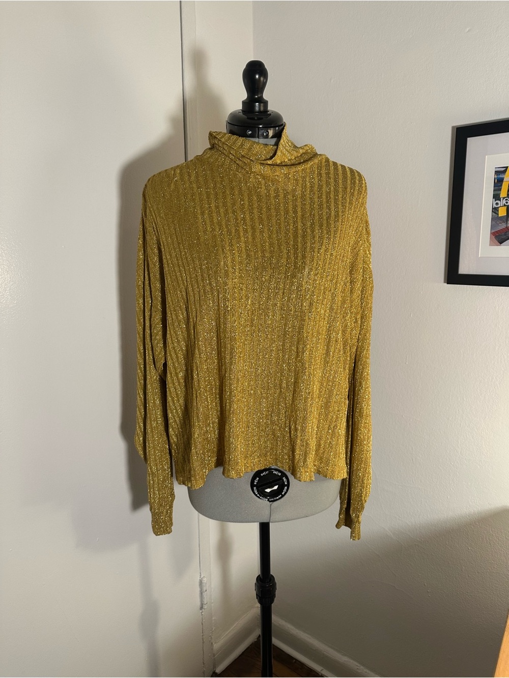 Gold Metallic Mock Neck Sweater